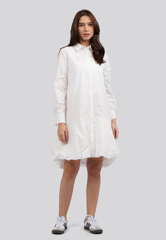 Bubbled Hem Shirt Dress