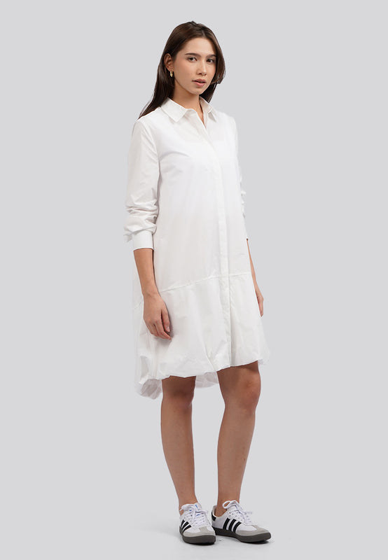 Bubbled Hem Shirt Dress