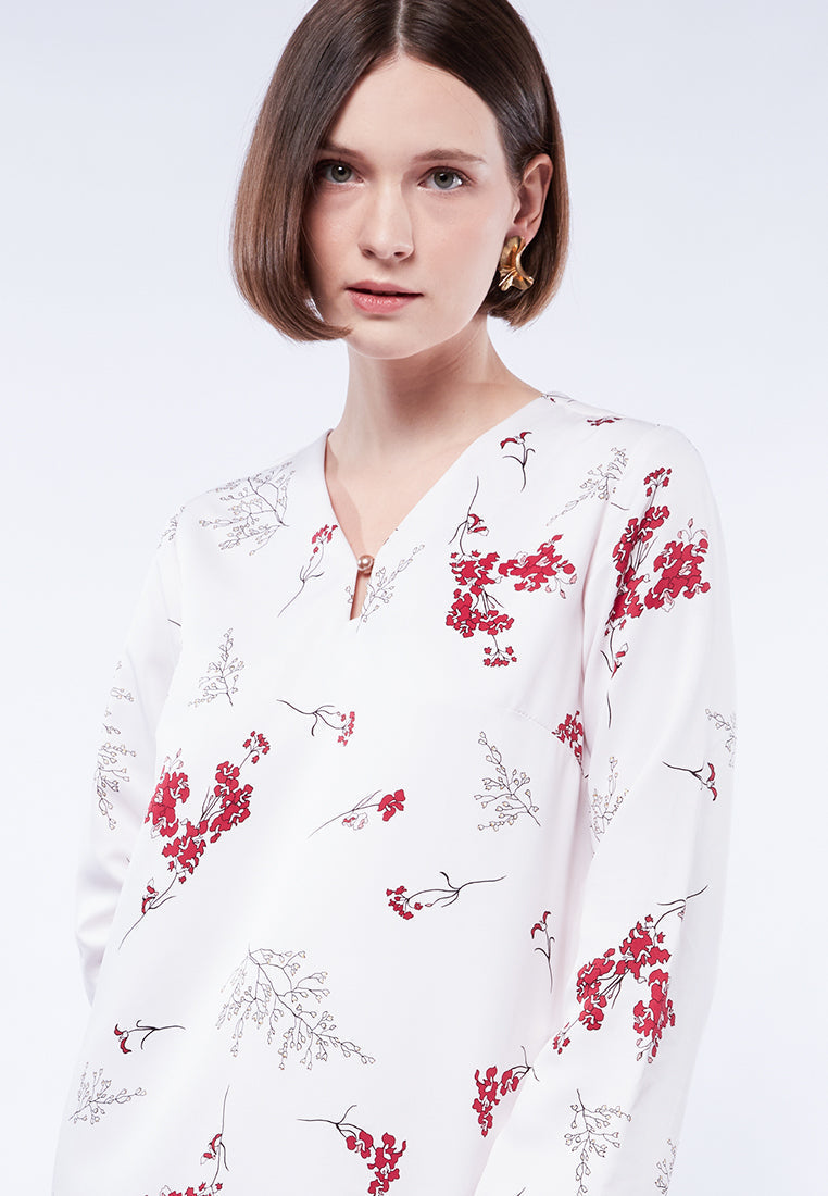 V-Neck Printed Mini Dress