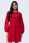 Printed Balloon Sleeves Mini Dress