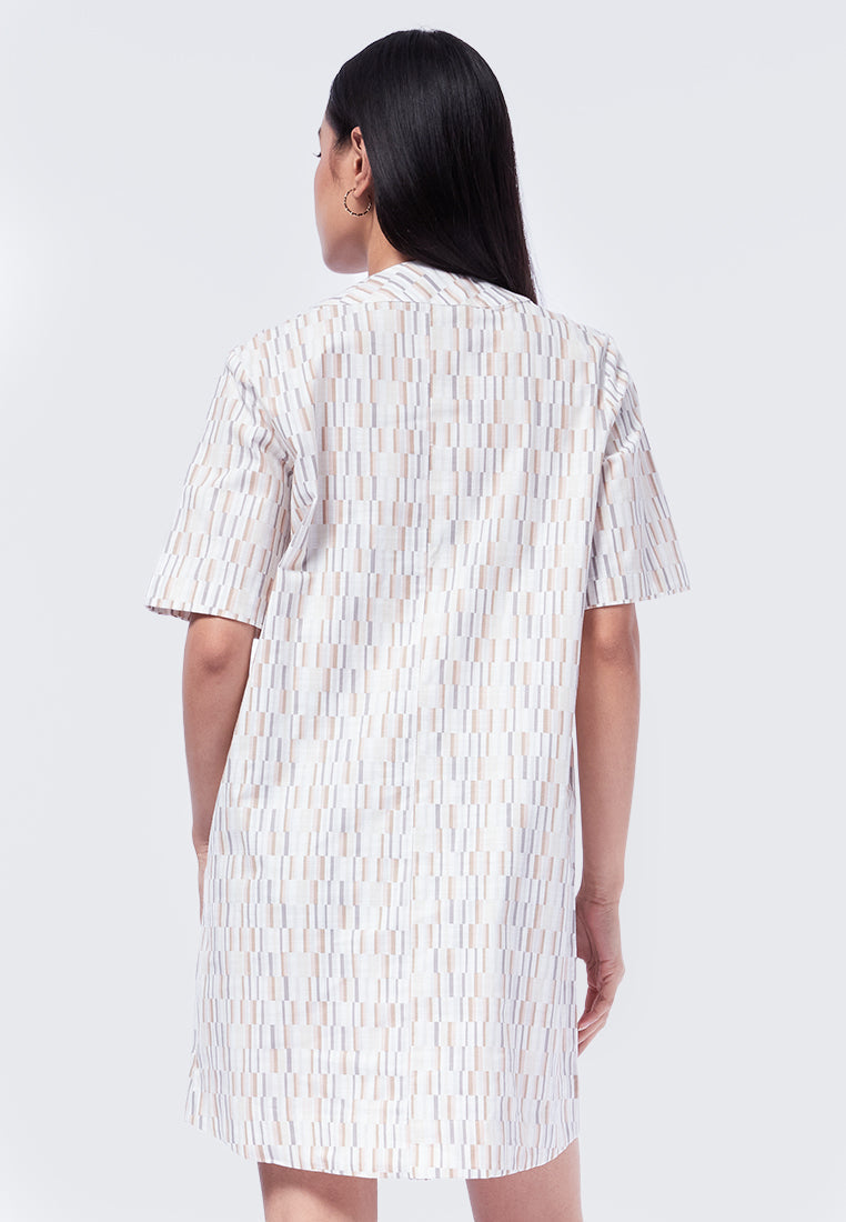 V-Neck Printed Mini Dress