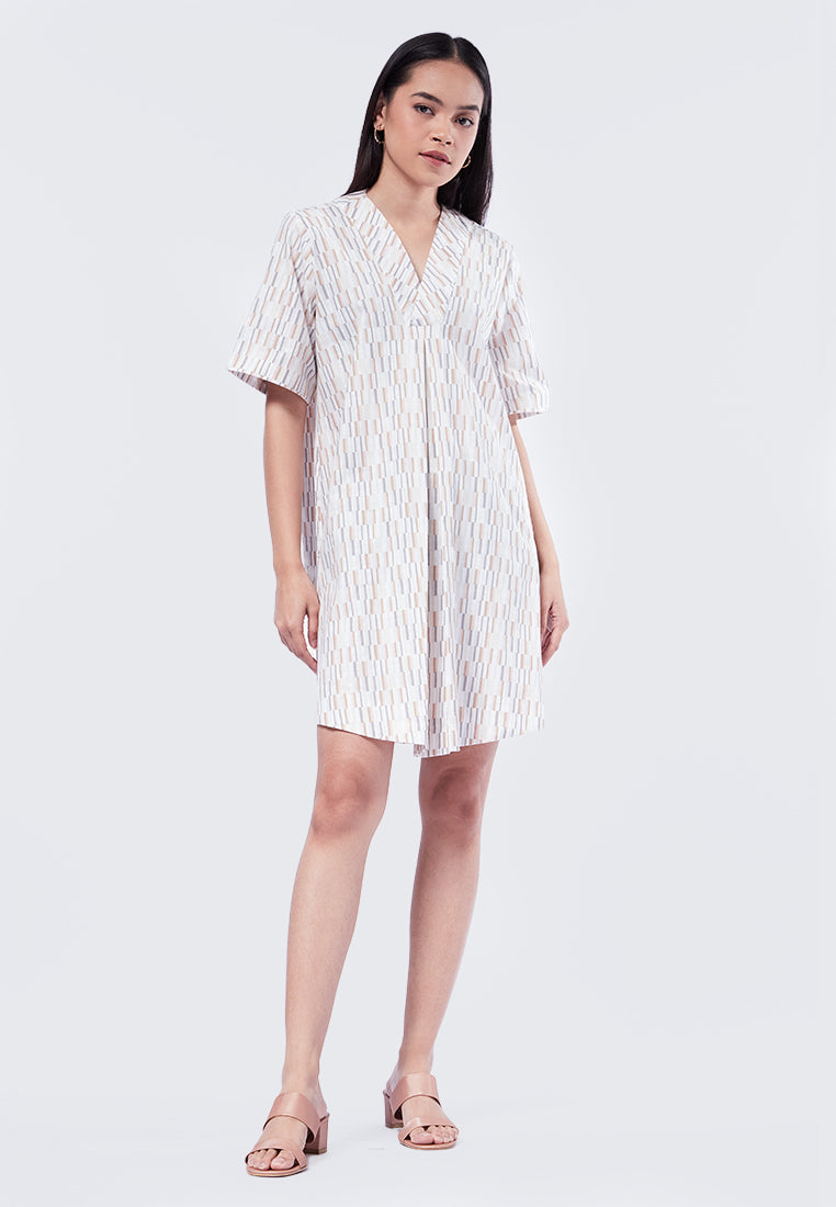 V-Neck Printed Mini Dress