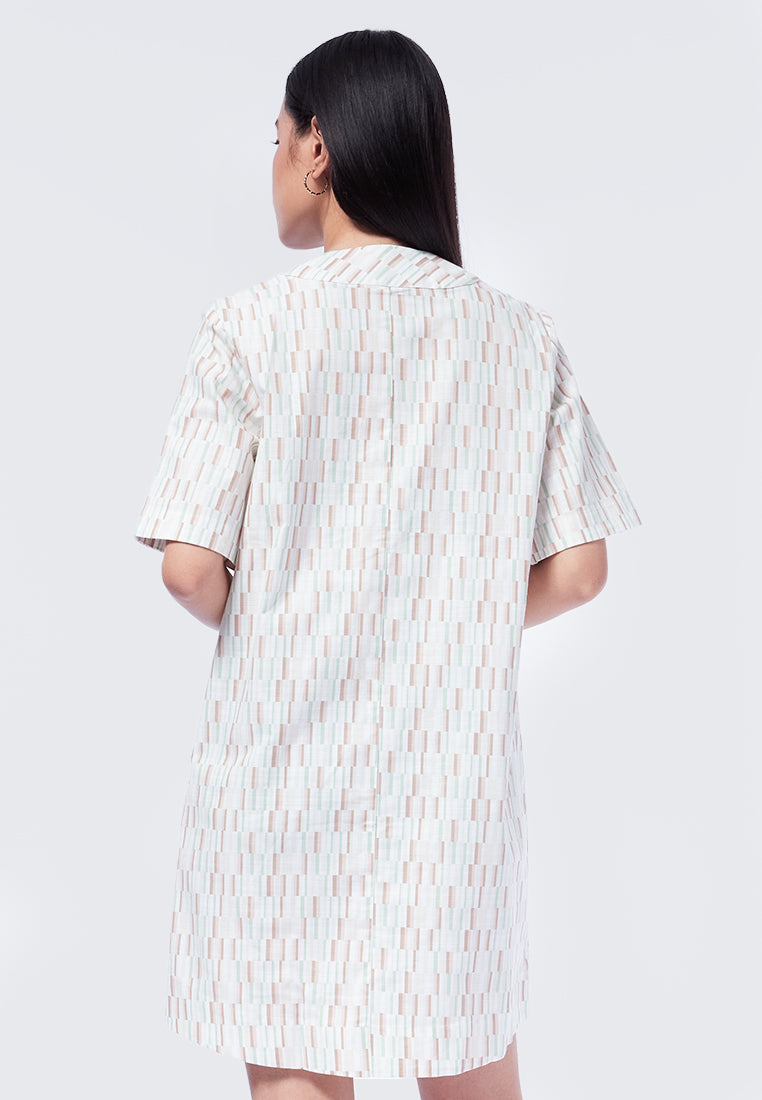 V-Neck Printed Mini Dress