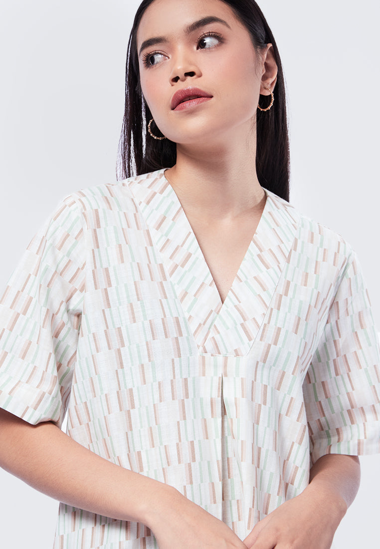 V-Neck Printed Mini Dress