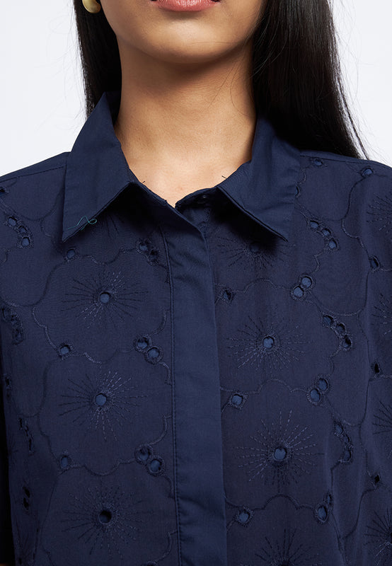 Eyelet Mini Shirt Dress