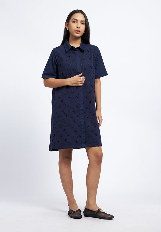 Eyelet Mini Shirt Dress
