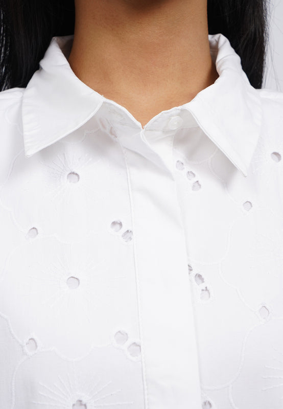 Short Sleeve Eyelet Mini Dress