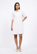 Short Sleeve Eyelet Mini Dress