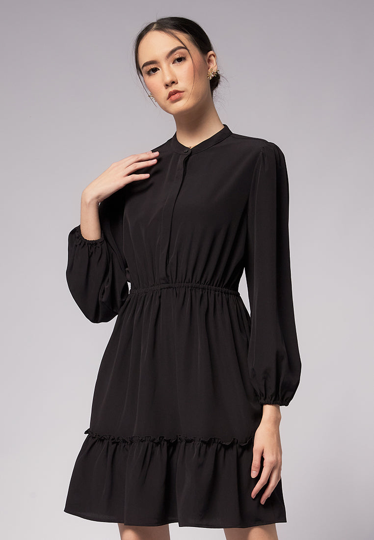 Frill Mini Dress with Elastic Waist