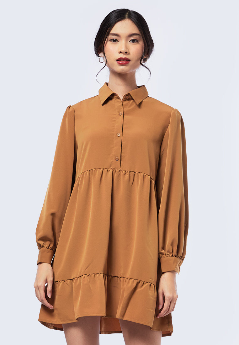 Long Sleeve Babydoll Mini Dress