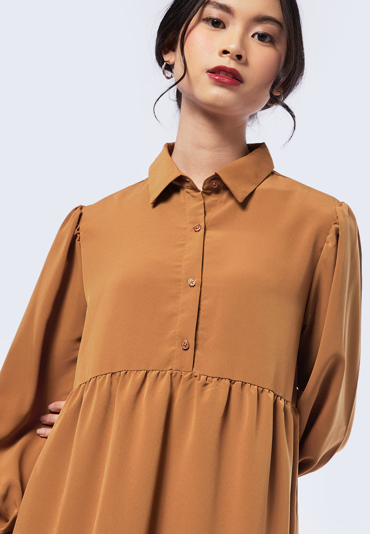 Long Sleeve Babydoll Mini Dress