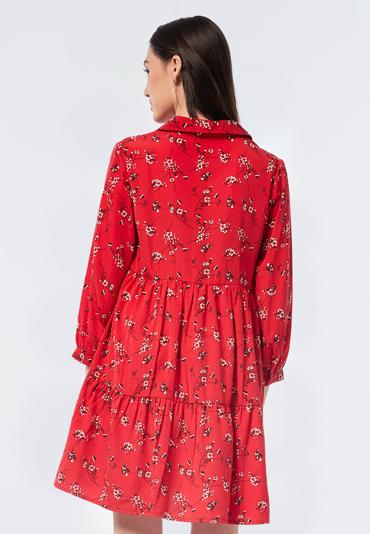 V-Neck Printed Mini Dress