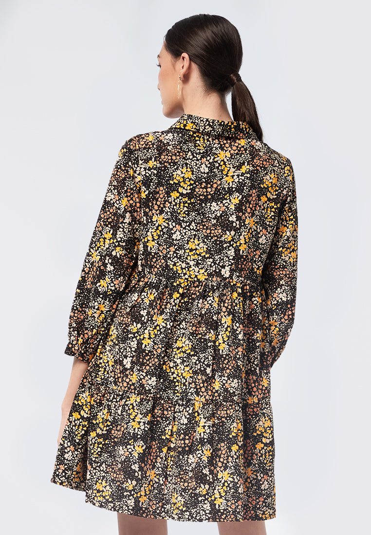V-Neck Printed Mini Dress