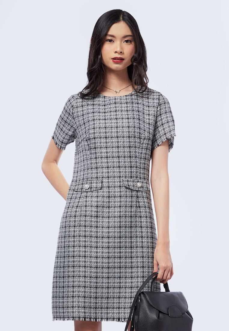 Short Sleeve Tweed Mini Dress