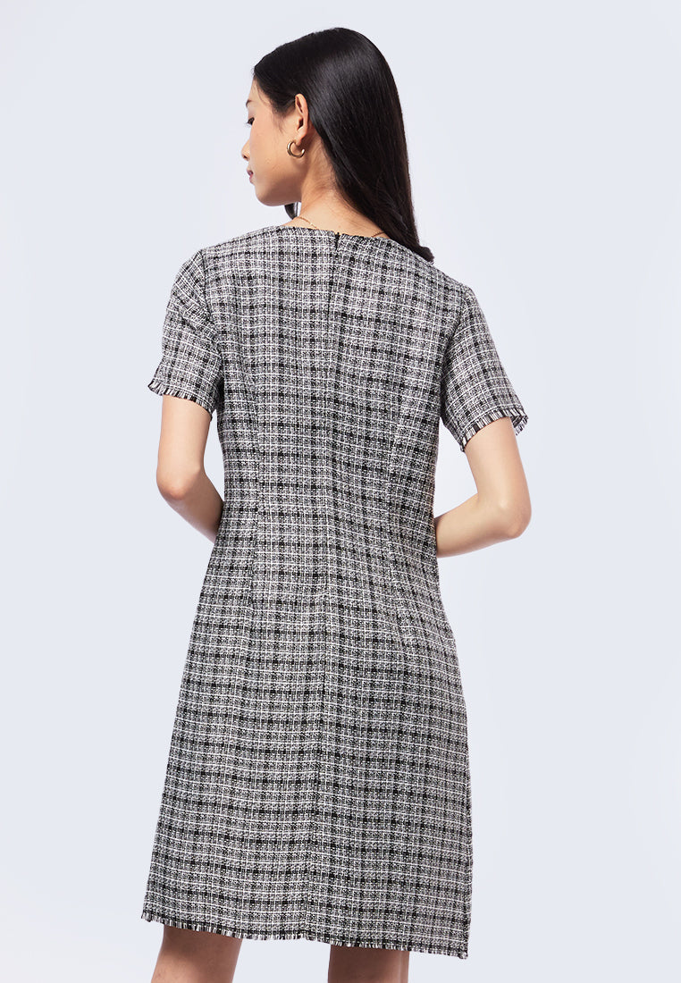 Short Sleeve Tweed Mini Dress