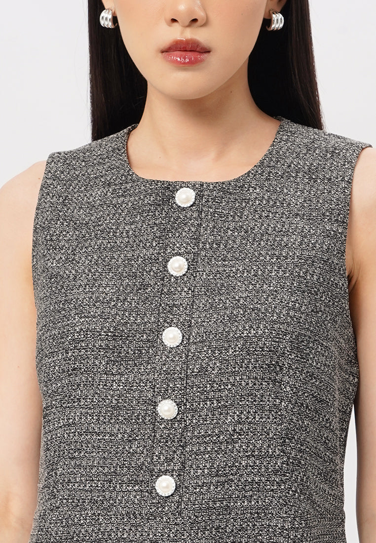 Sleeveless Tweed Mini Dress
