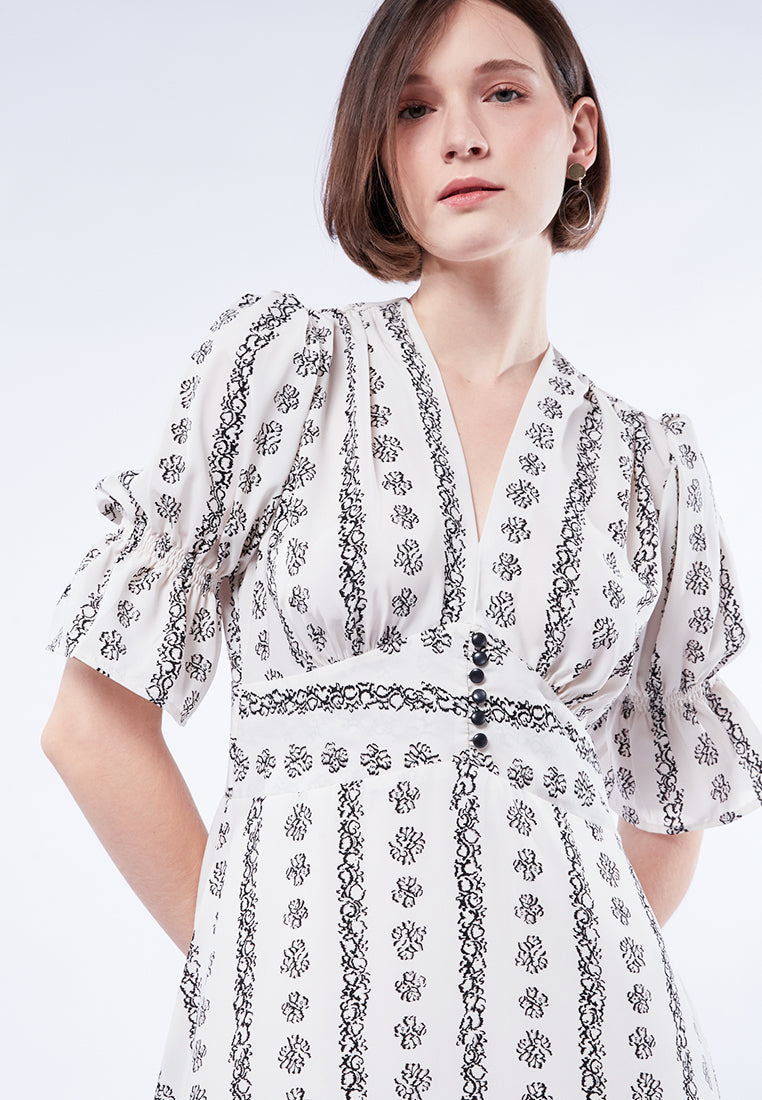 V-Neck Printed Maxi Dress