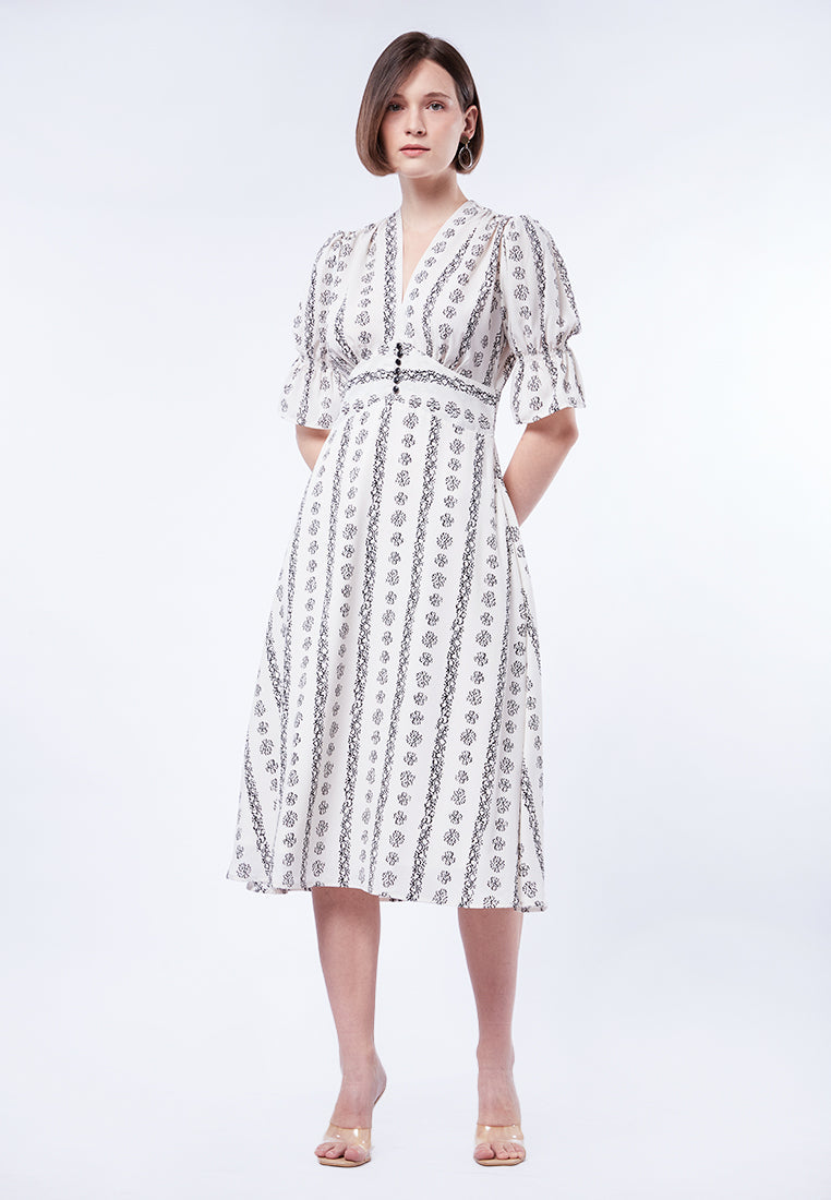 V-Neck Printed Maxi Dress