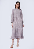 Printed Mandarin Collar Maxi Dress