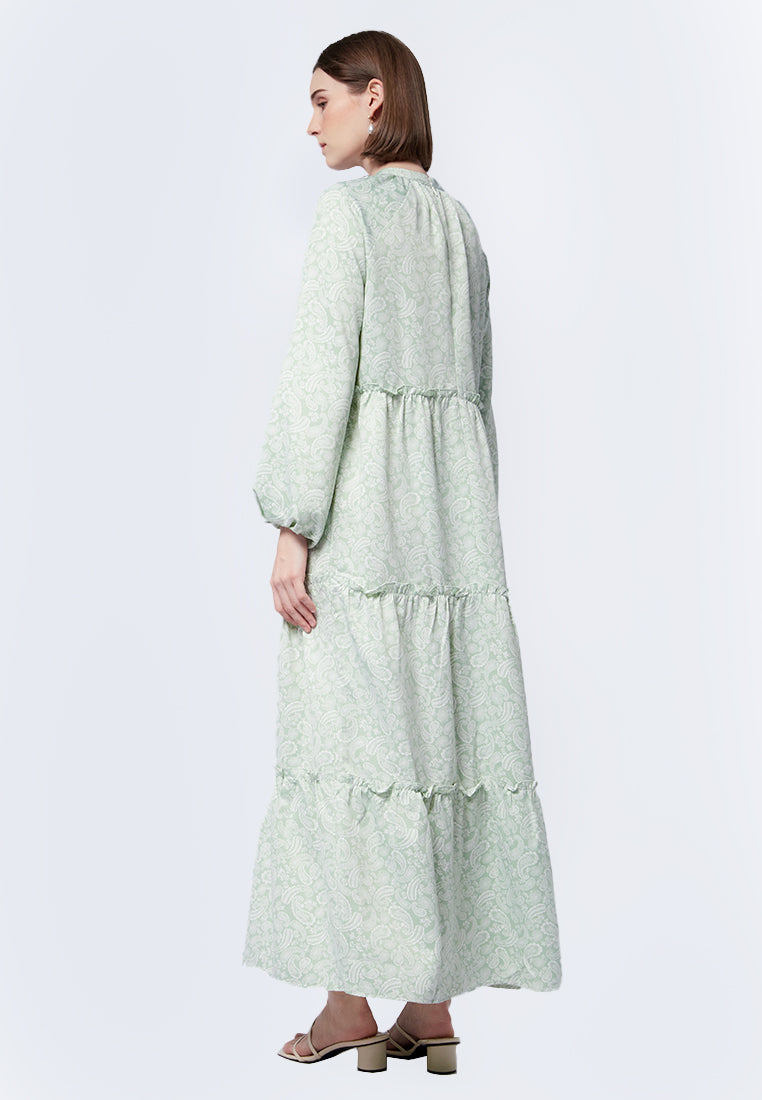 Printed Frills Maxi Dress