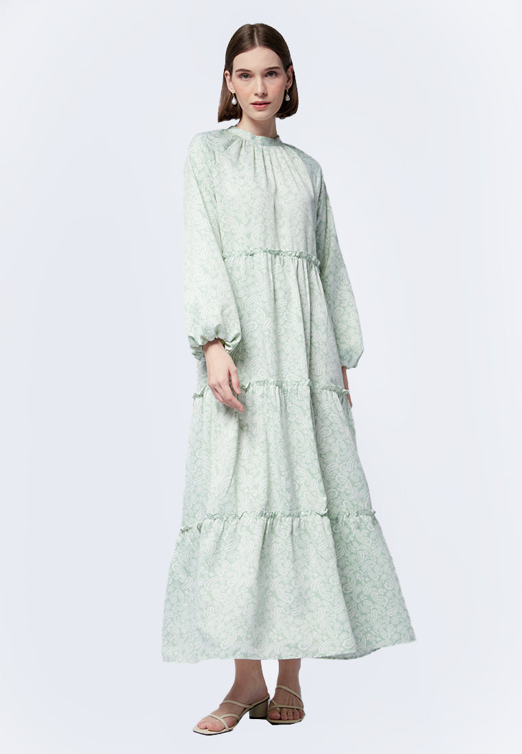 Printed Frills Maxi Dress