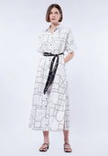 Printed Maxi Dress with Belt Details