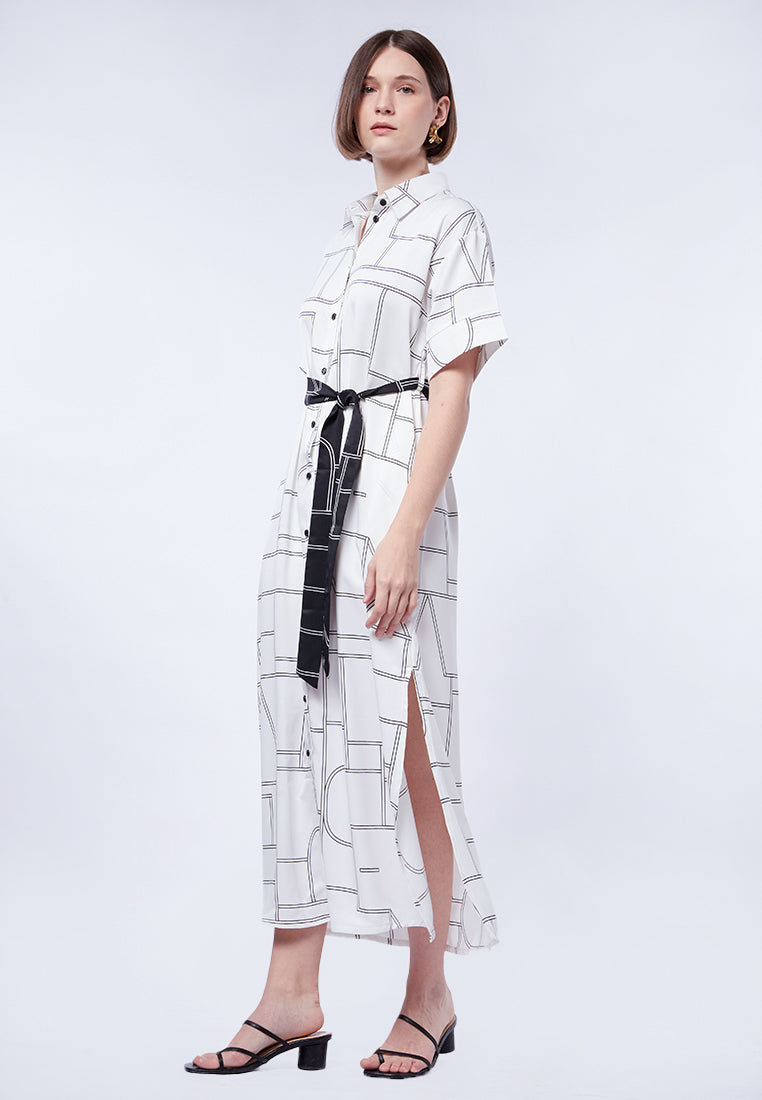 Printed Maxi Dress with Belt Details