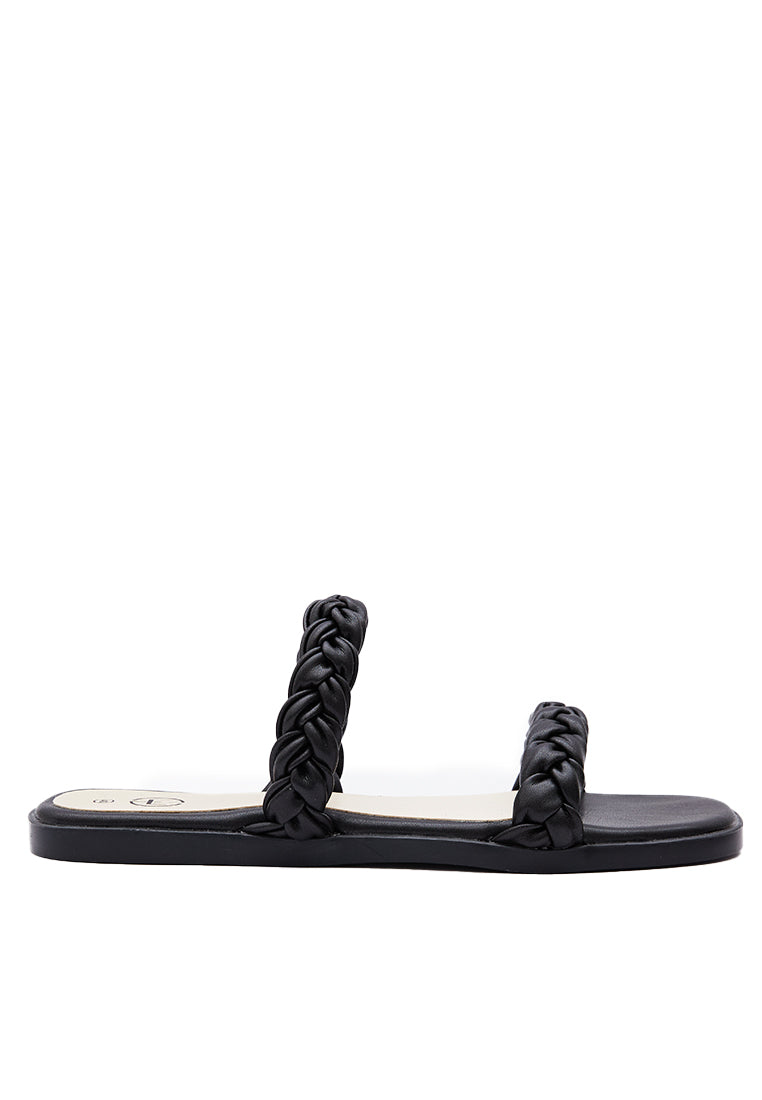 Black Braided Strap Sandals