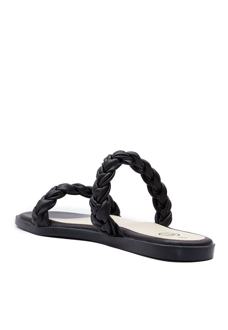 Black Braided Strap Sandals