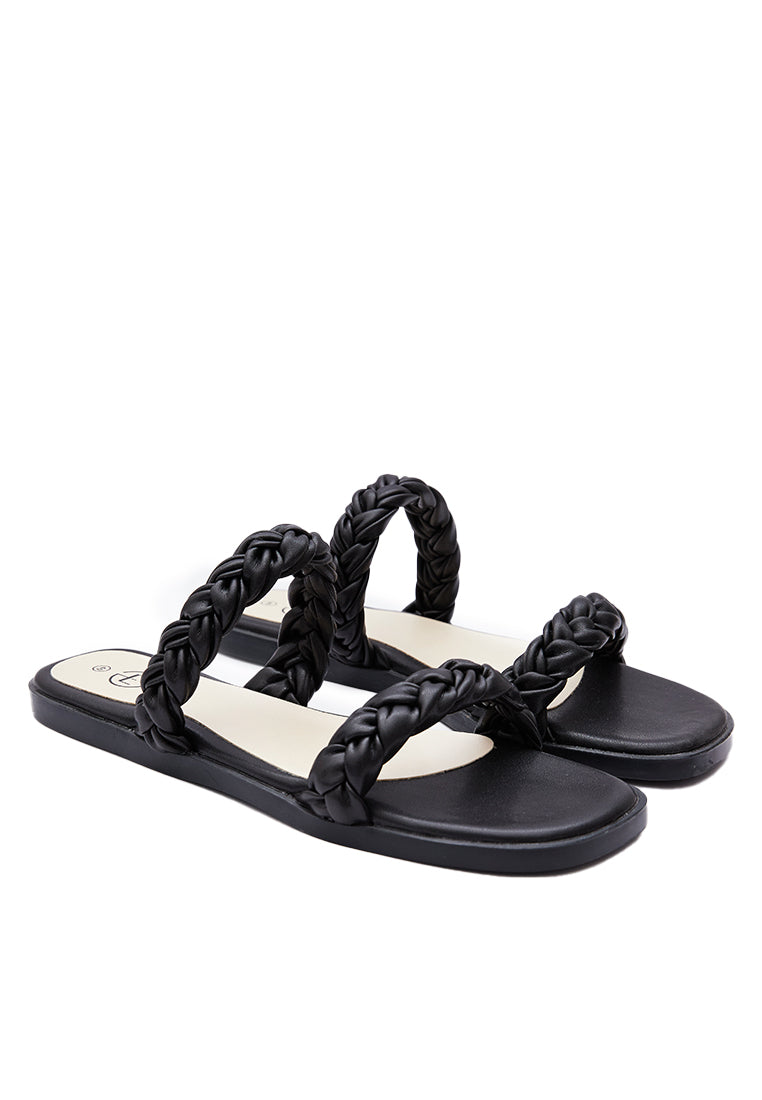 Black Braided Strap Sandals