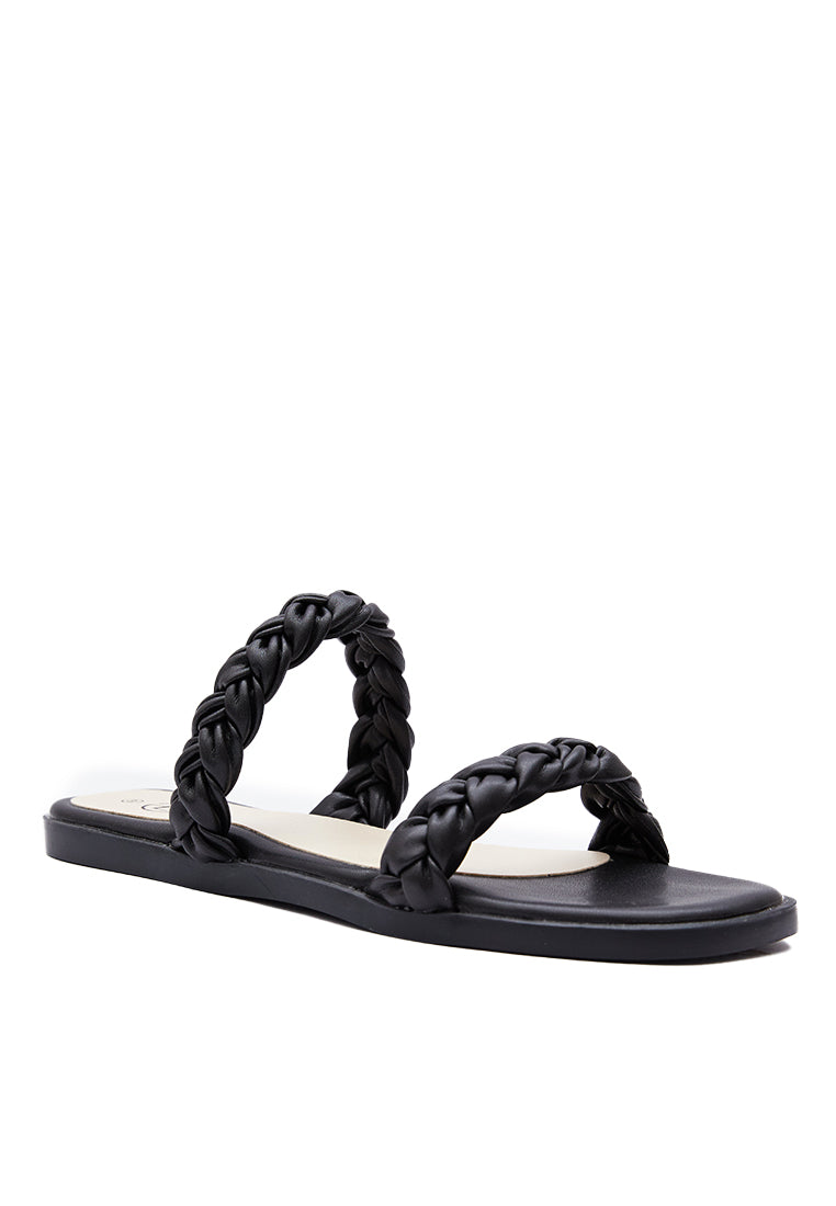Black Braided Strap Sandals