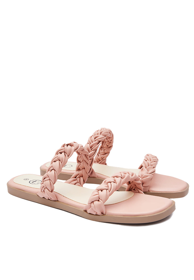 Soft Pink Braided Strap Sandals