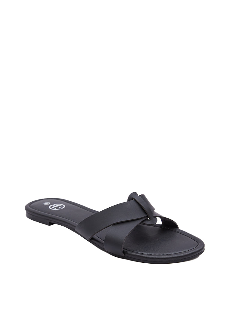 Black Slip On Sandals