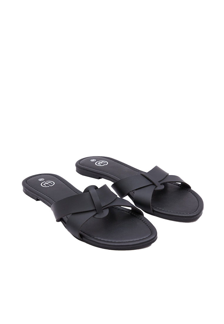 Black Slip On Sandals