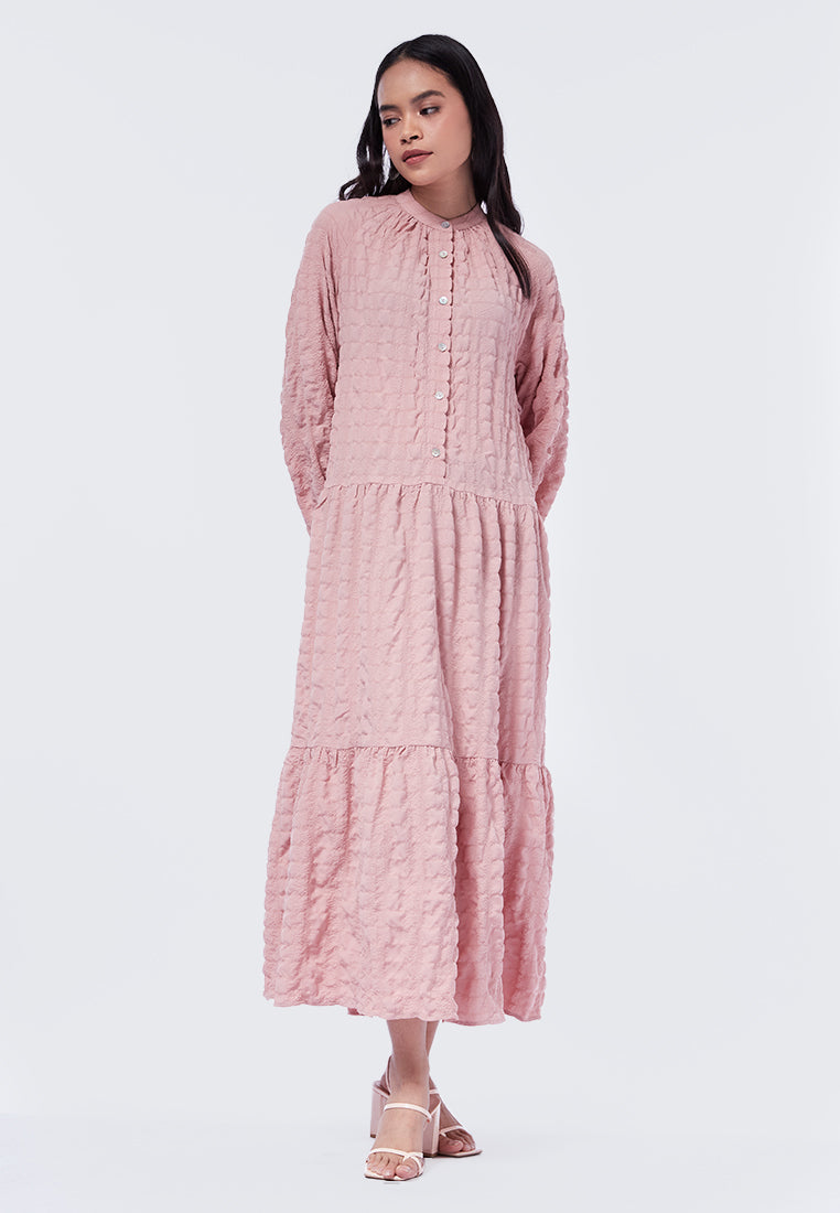 Puff Sleeve Tiered Gamis Dusty Pink