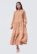 Puff Sleeve Tiered Gamis Brown