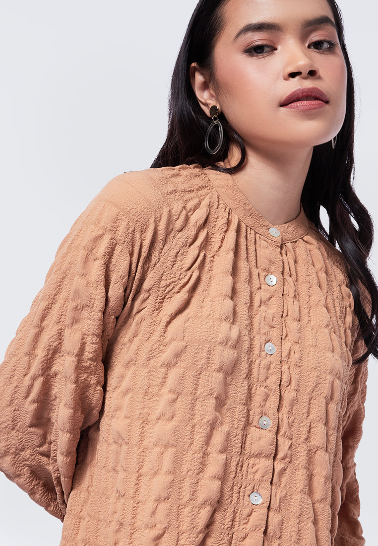 Puff Sleeve Tiered Gamis Brown
