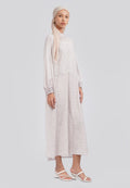 Puffy Raglan Sleeve Printed Gamis Beige