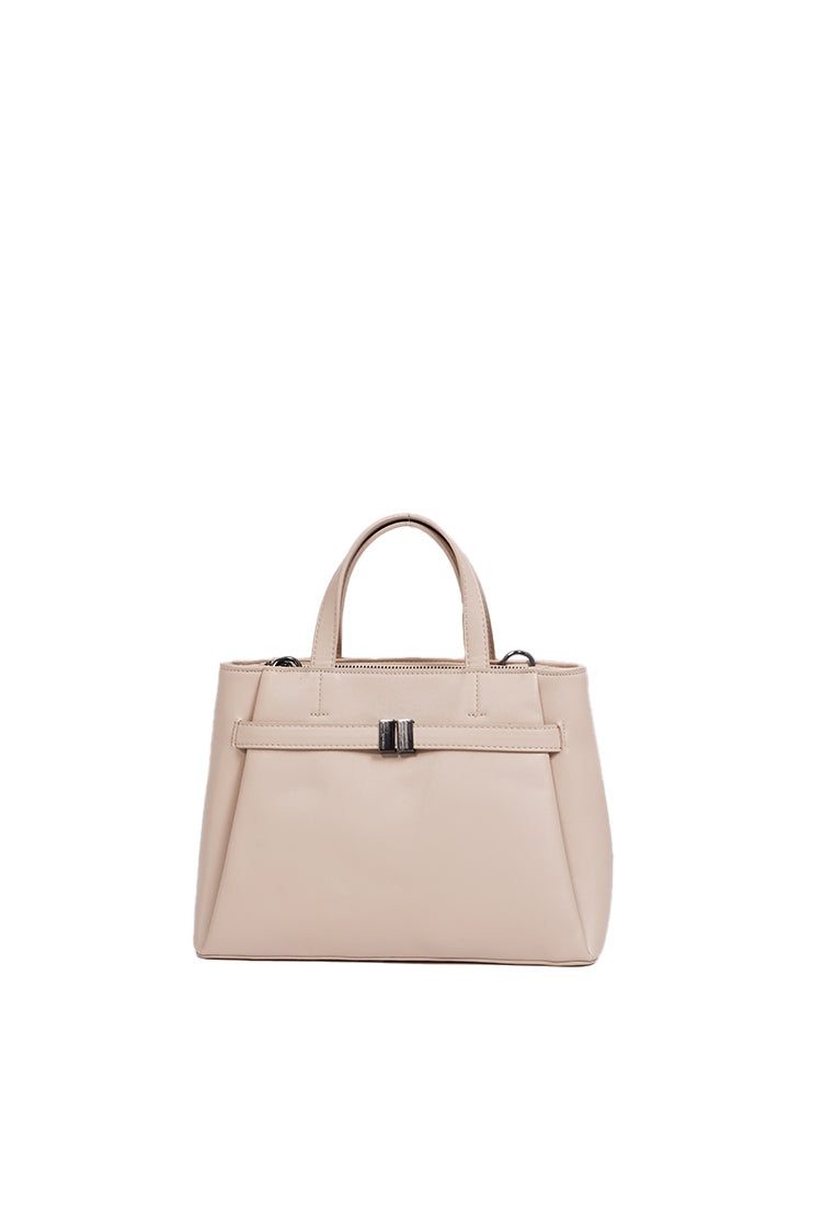 Cream Sling Bag with Top Handle
