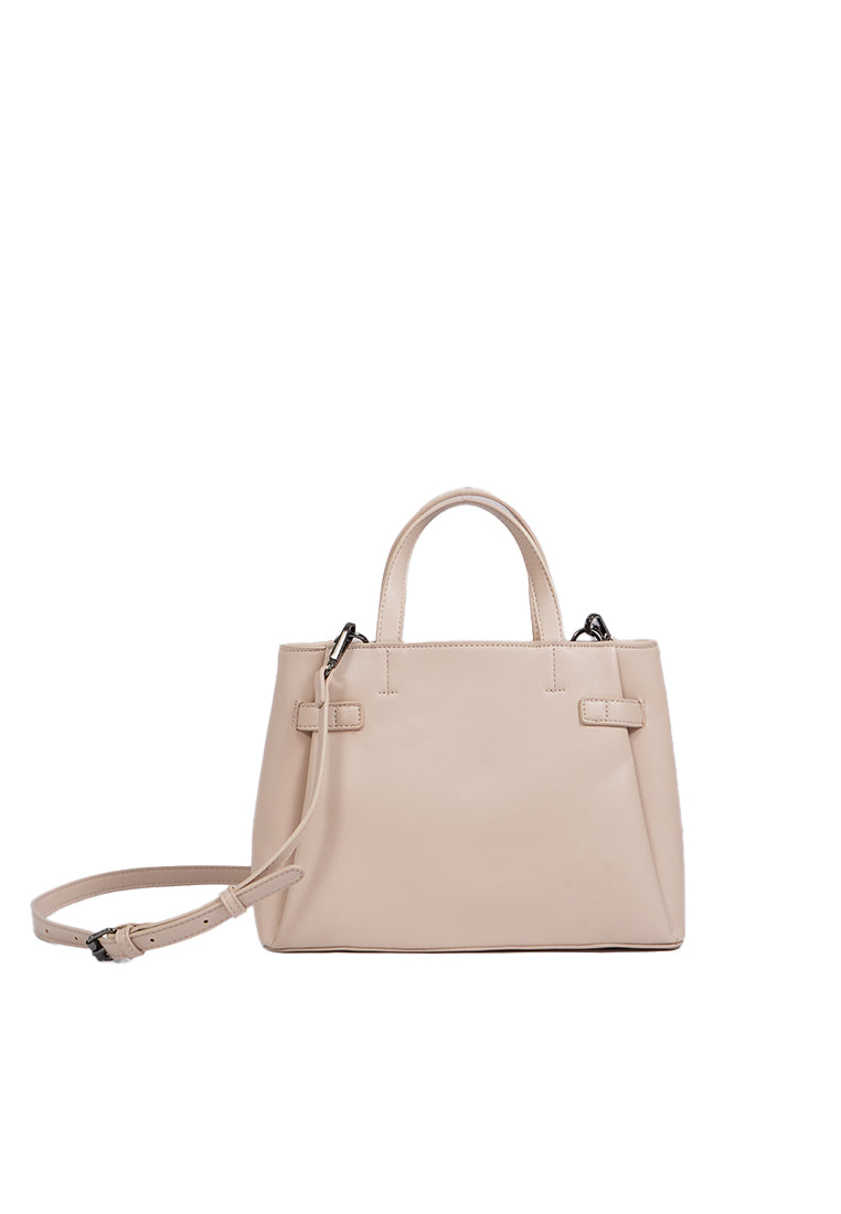 Cream Sling Bag with Top Handle