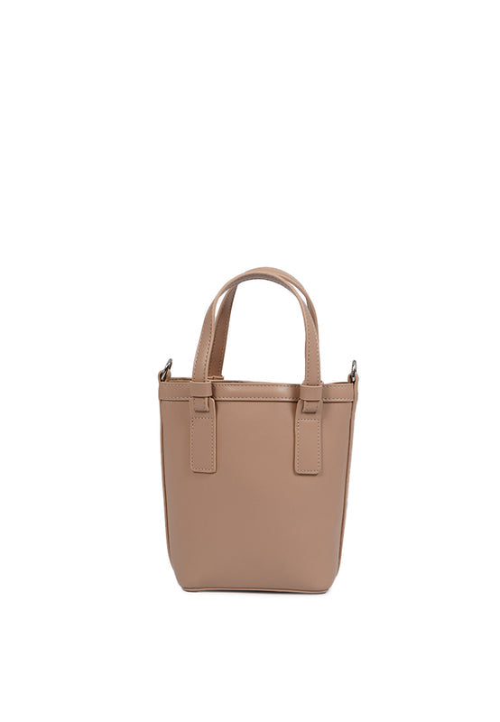 Beige Sling Bag with Top Handle