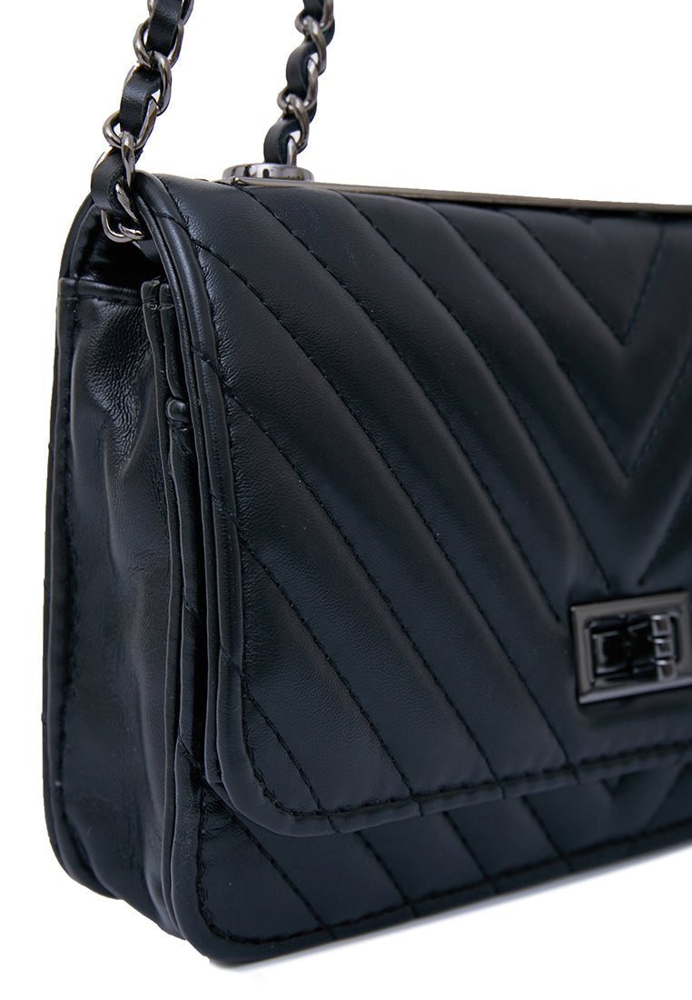 Black Quilted Chain Bag