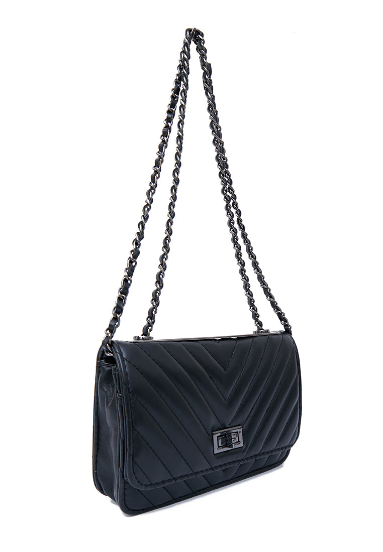 Black Quilted Chain Bag