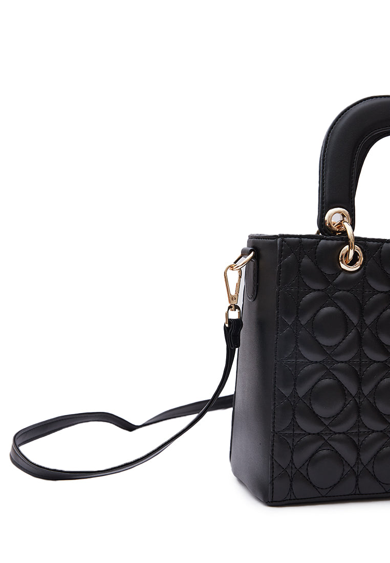 Black Quilted Top Handle Bag