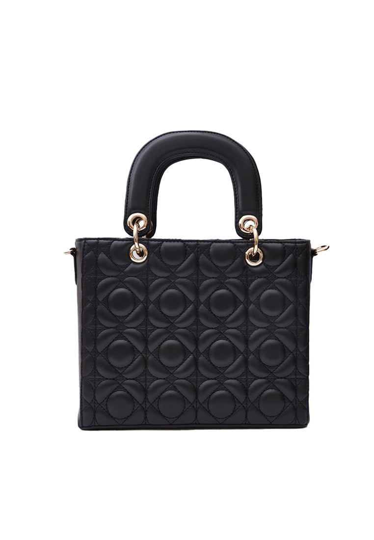 Black Quilted Top Handle Bag