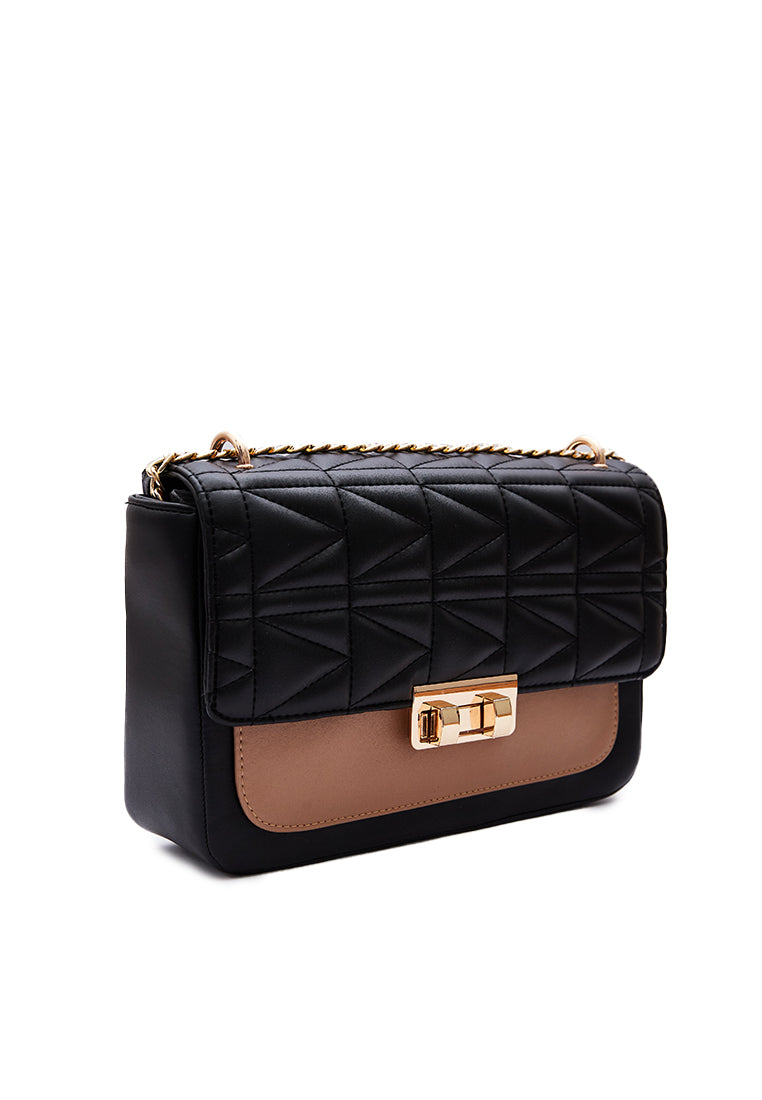Black Quilted Flap Shoulder Bag
