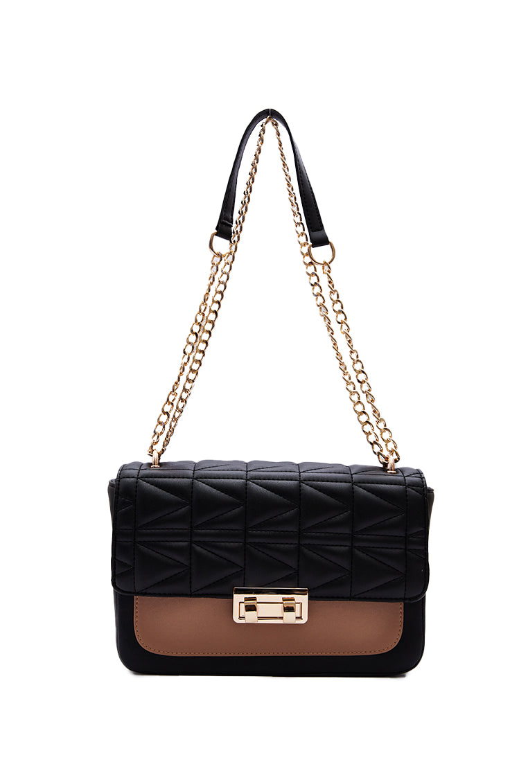 Black Quilted Flap Shoulder Bag
