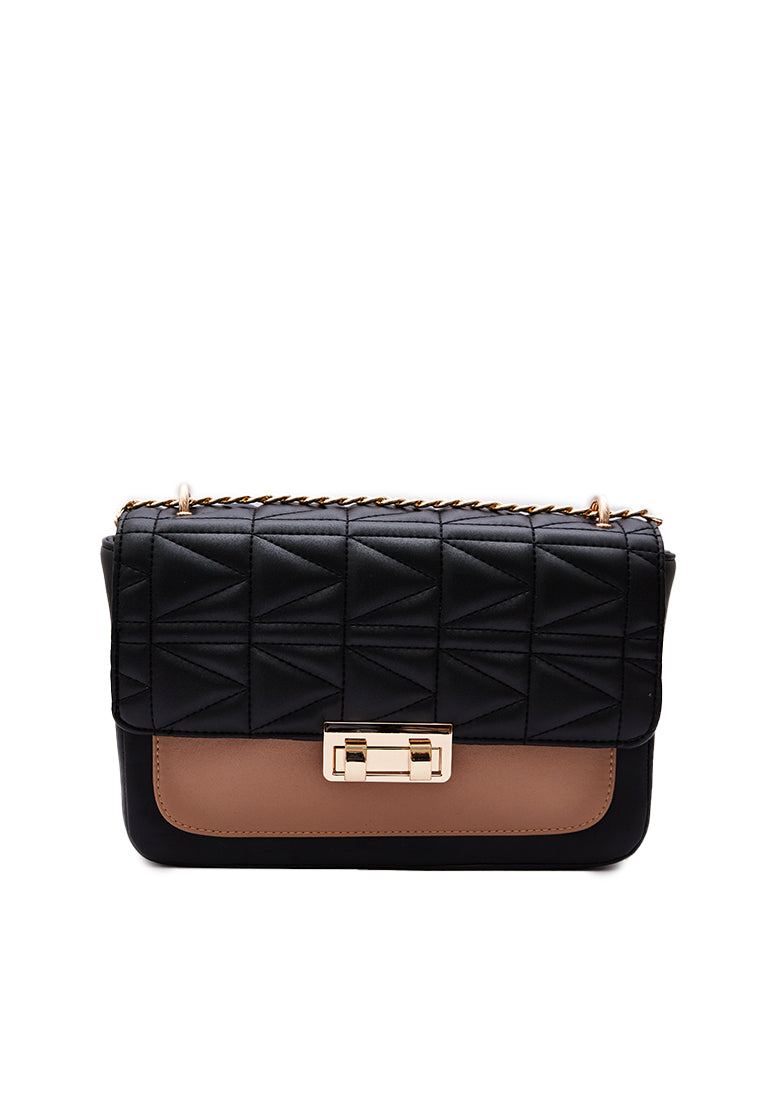 Black Quilted Flap Shoulder Bag