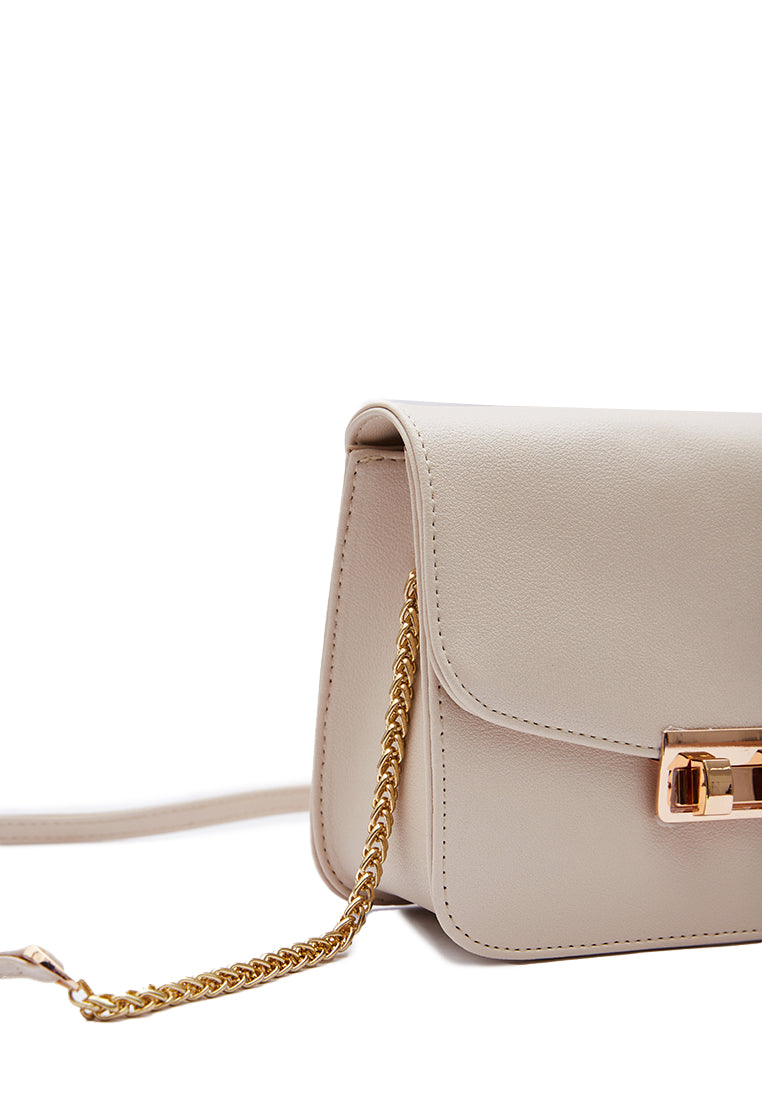 Cream Flap Sling Bag