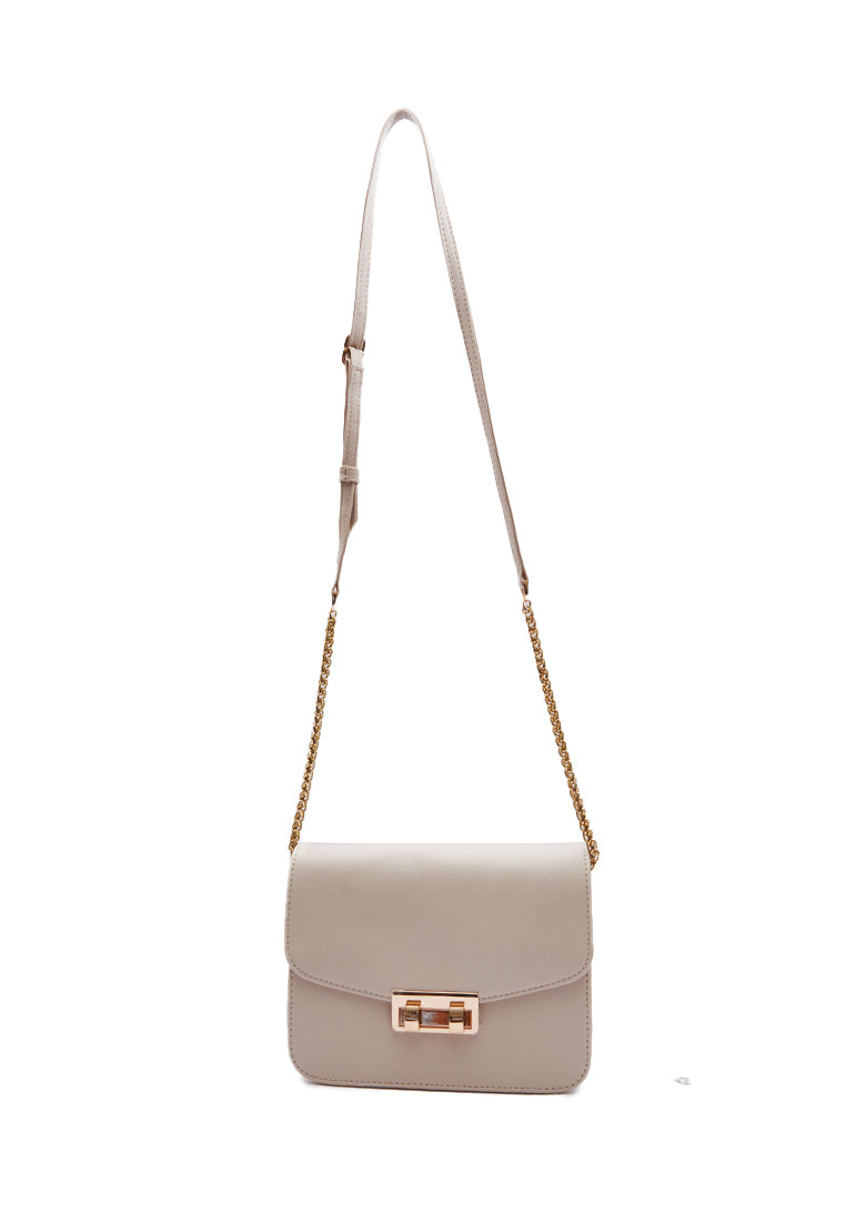 Cream Flap Sling Bag